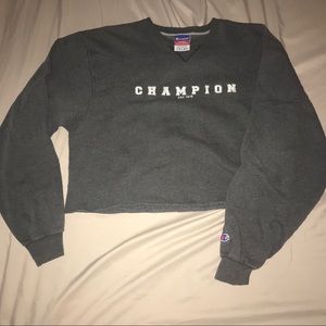 DIY Raw Hem Champion Crewneck